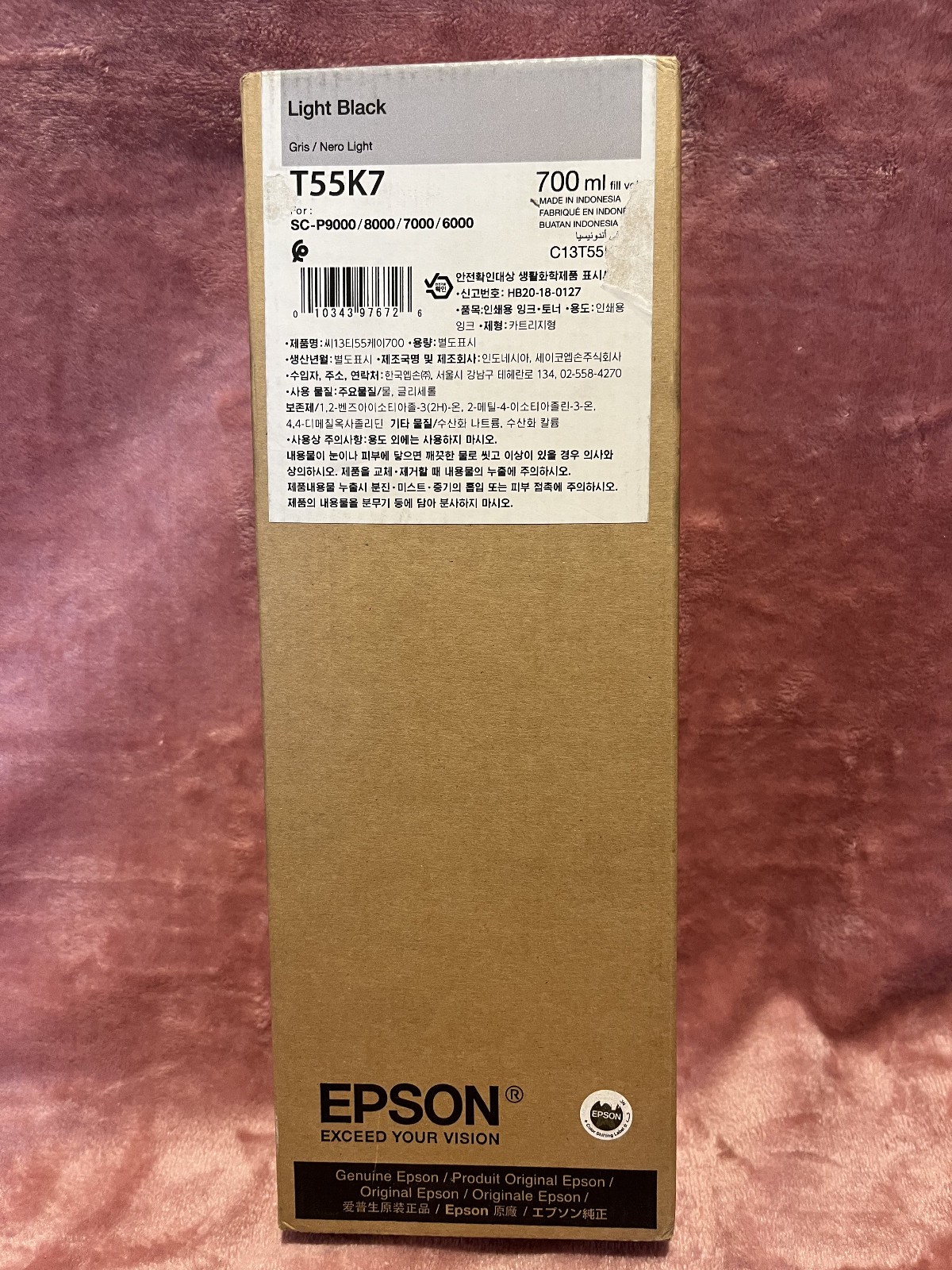 Genuine Epson T55K7 Original Inkjet Cartridge – Light Black Date: April 2025