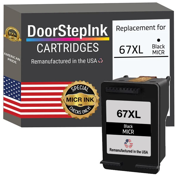 DoorStepInk Compatible Ink Cartridge HP 67XL (3YM57AN) Black MICR USA