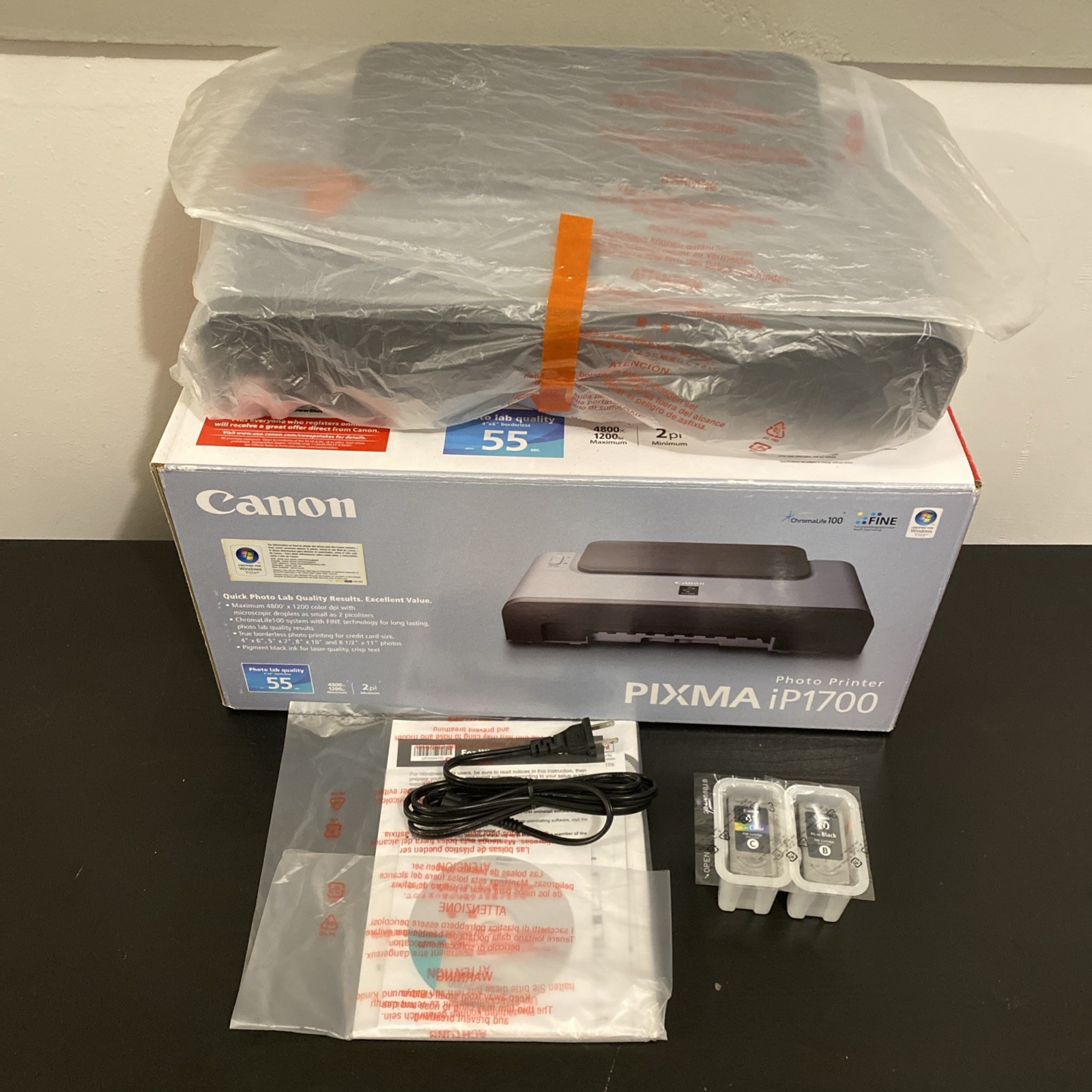 Canon PIXMA iP1700 Photo Printer 4800×1200 color dpi 1436B002 OPEN BOX