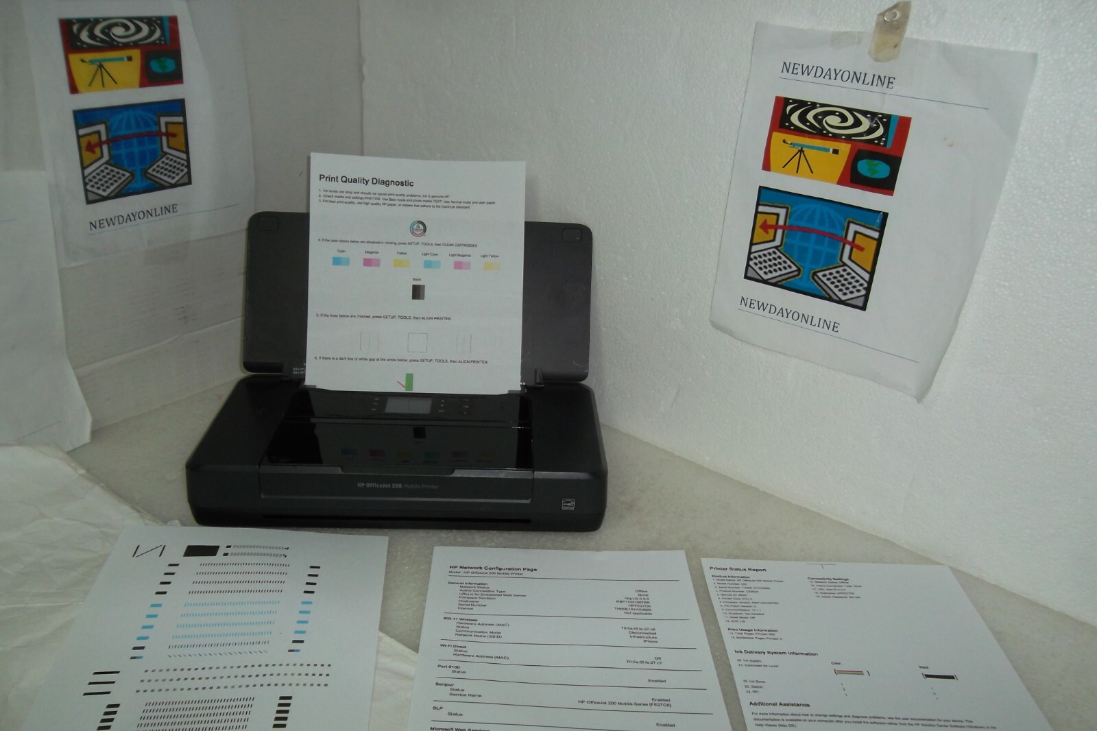 HP OfficeJet 200 Mobile Printer Wireless USB 2″ Color LCD CZ993A Good Battery