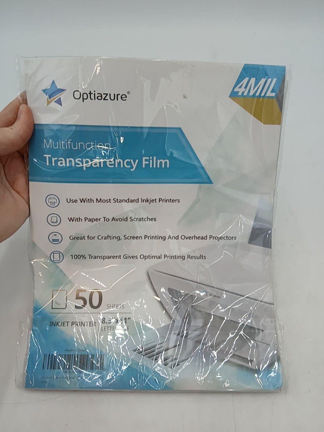 Optiazure Transparency Film Inkjet Printer 8.5×11 Letter 50 Sheets 4MIL New