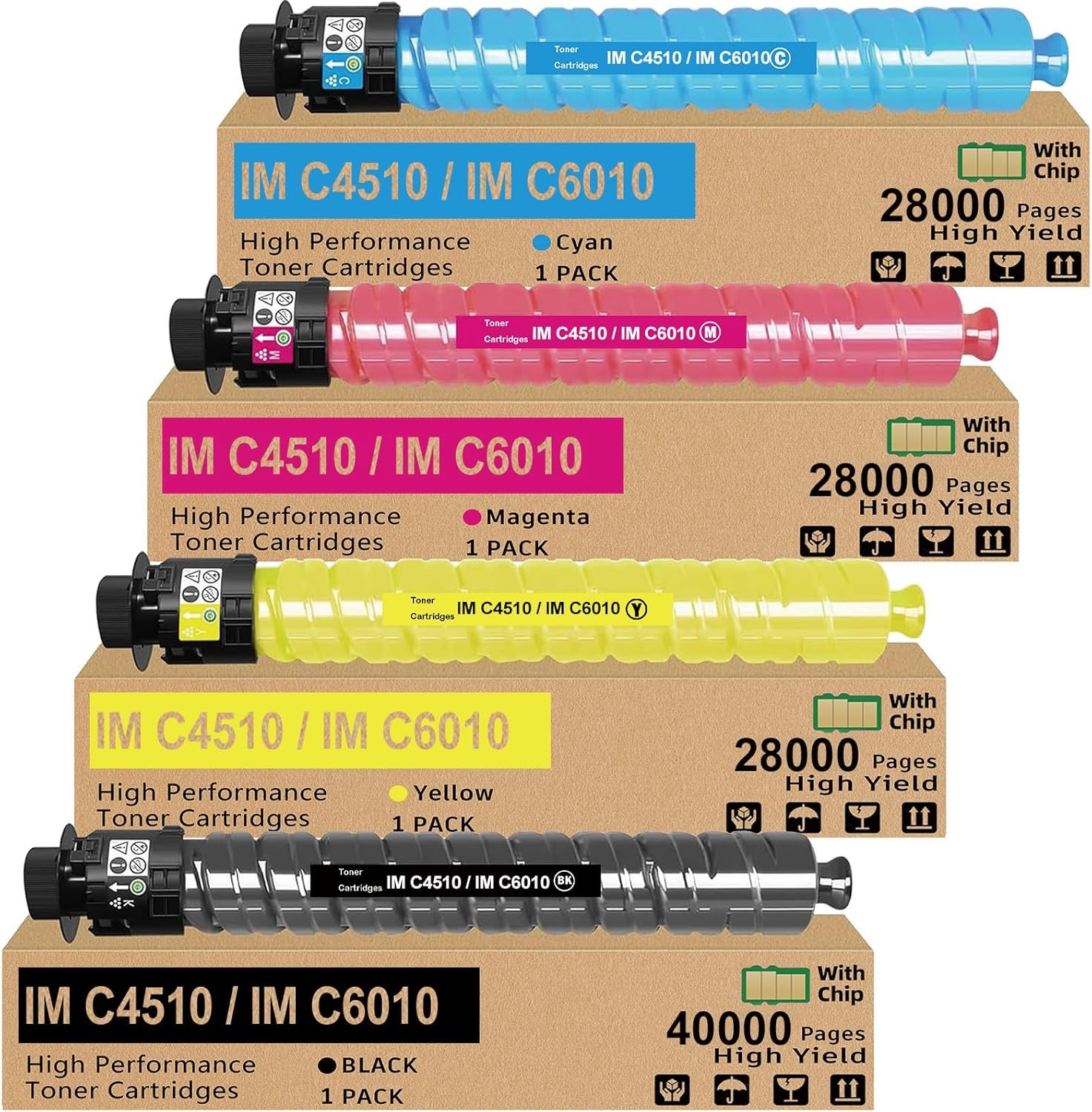 Toner Cartridge for Ricoh / Lanier IM C4510, IM C5510, IM C6010 (842526-842529)