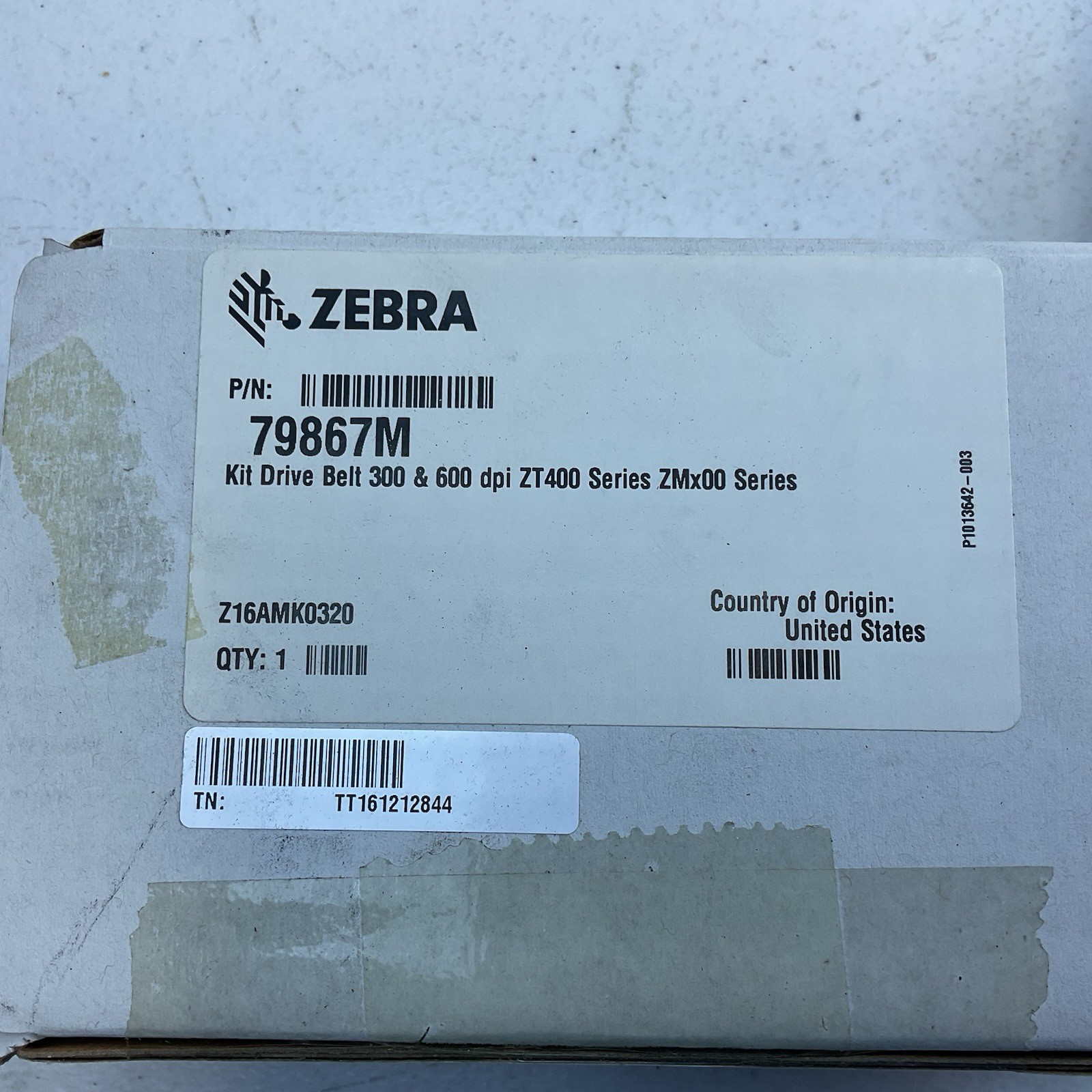 GENUINE OEM Zebra 79867M Kit, Drive Belt 300 & 600 DPI ZT400 & ZMx00 Series