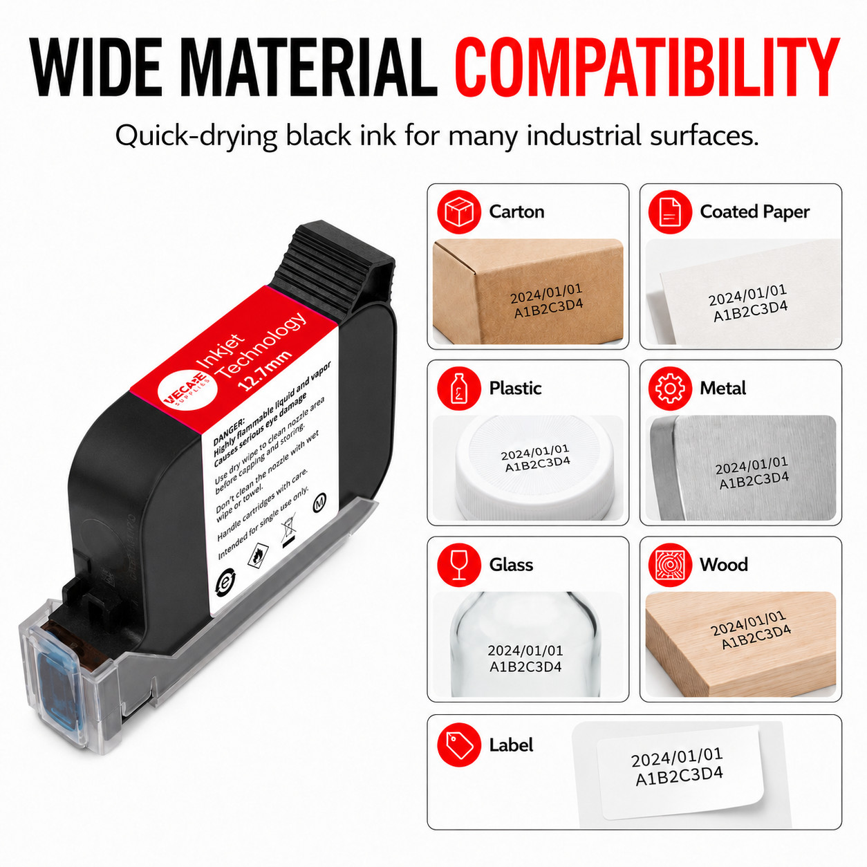 Original Printer Ink Cartridge Quick Drying 42ml Ink for Handheld Inkjet Printer