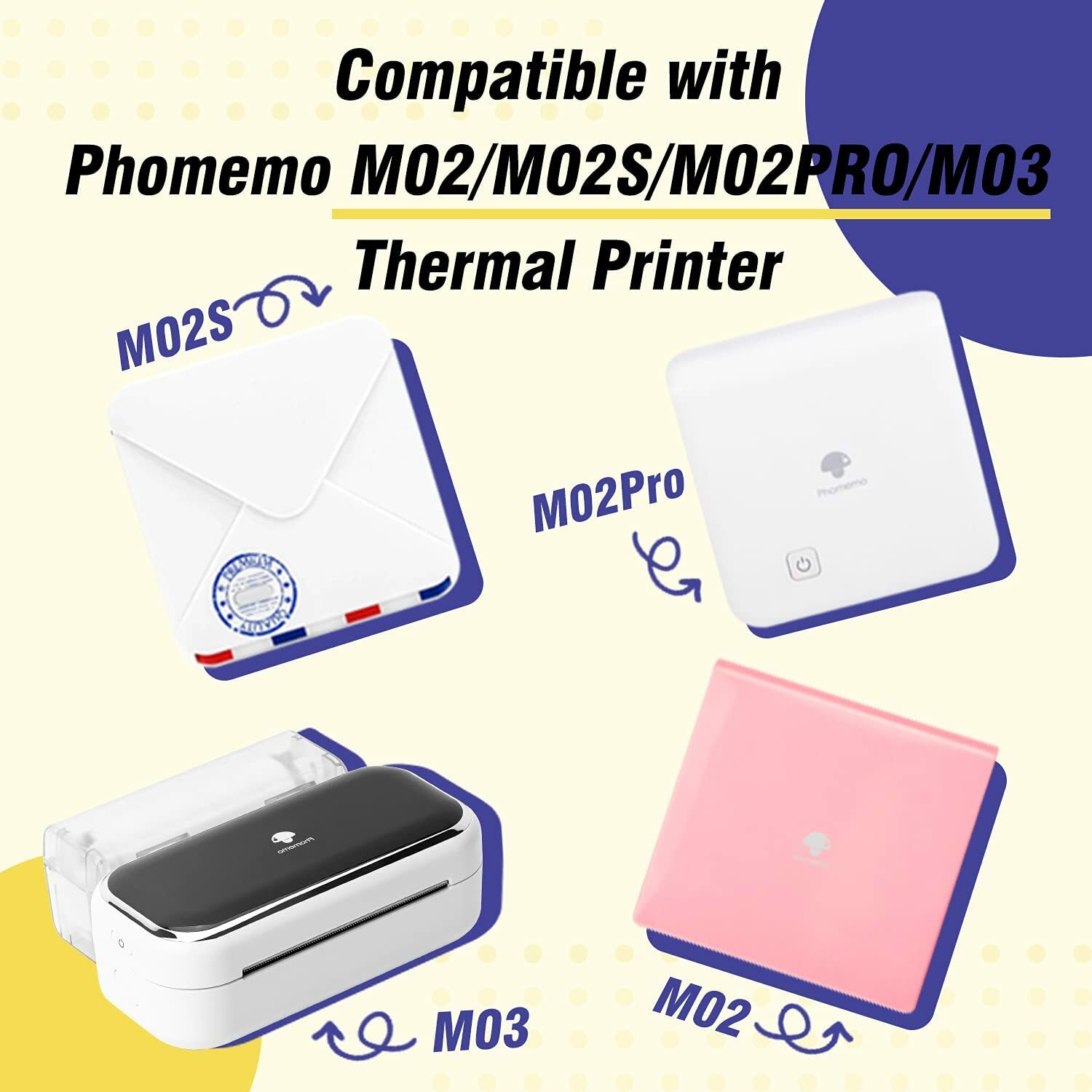 3Roll Phomemo Adhesive Thermal Sticker Paper for Thermal Sticker Printer M02/T02