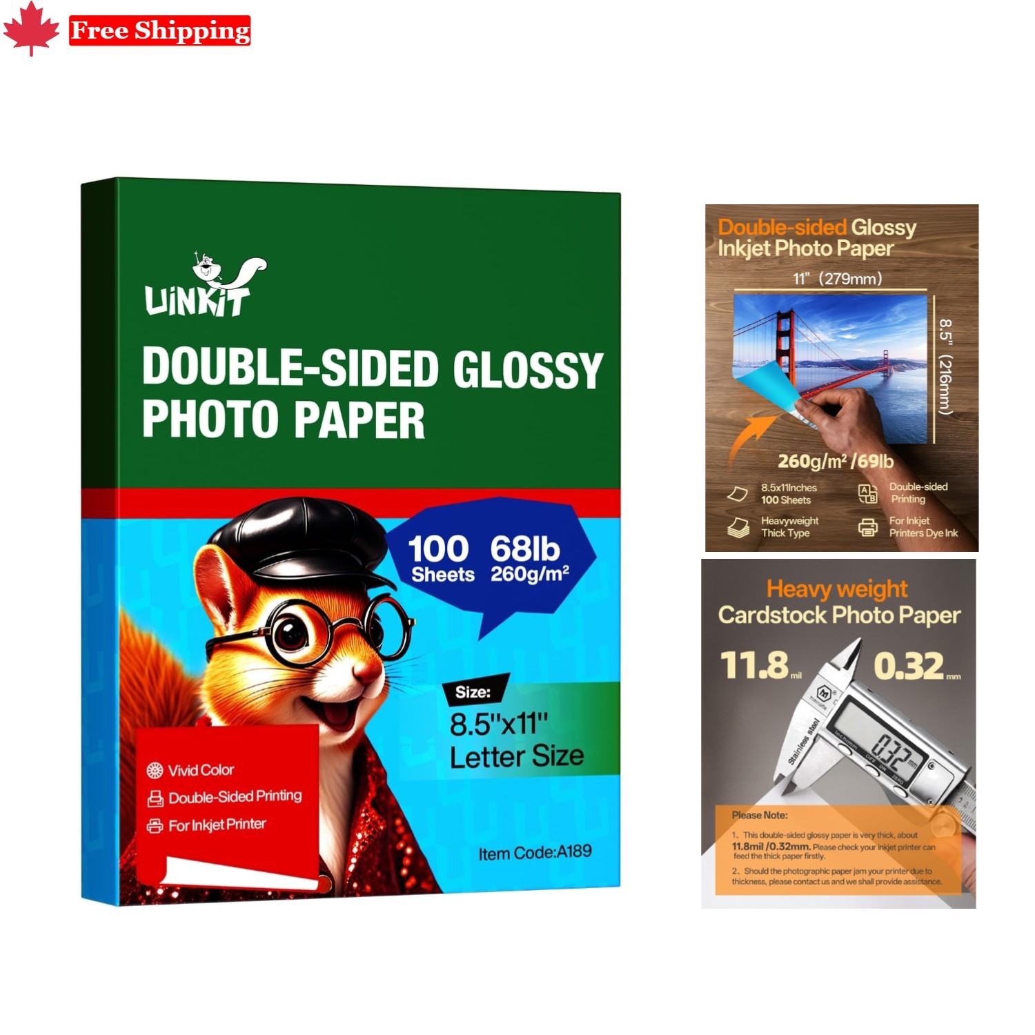 Glossy Double-Sided Photo Paper 100 Sheets – A4/Letter Size 8.5×11