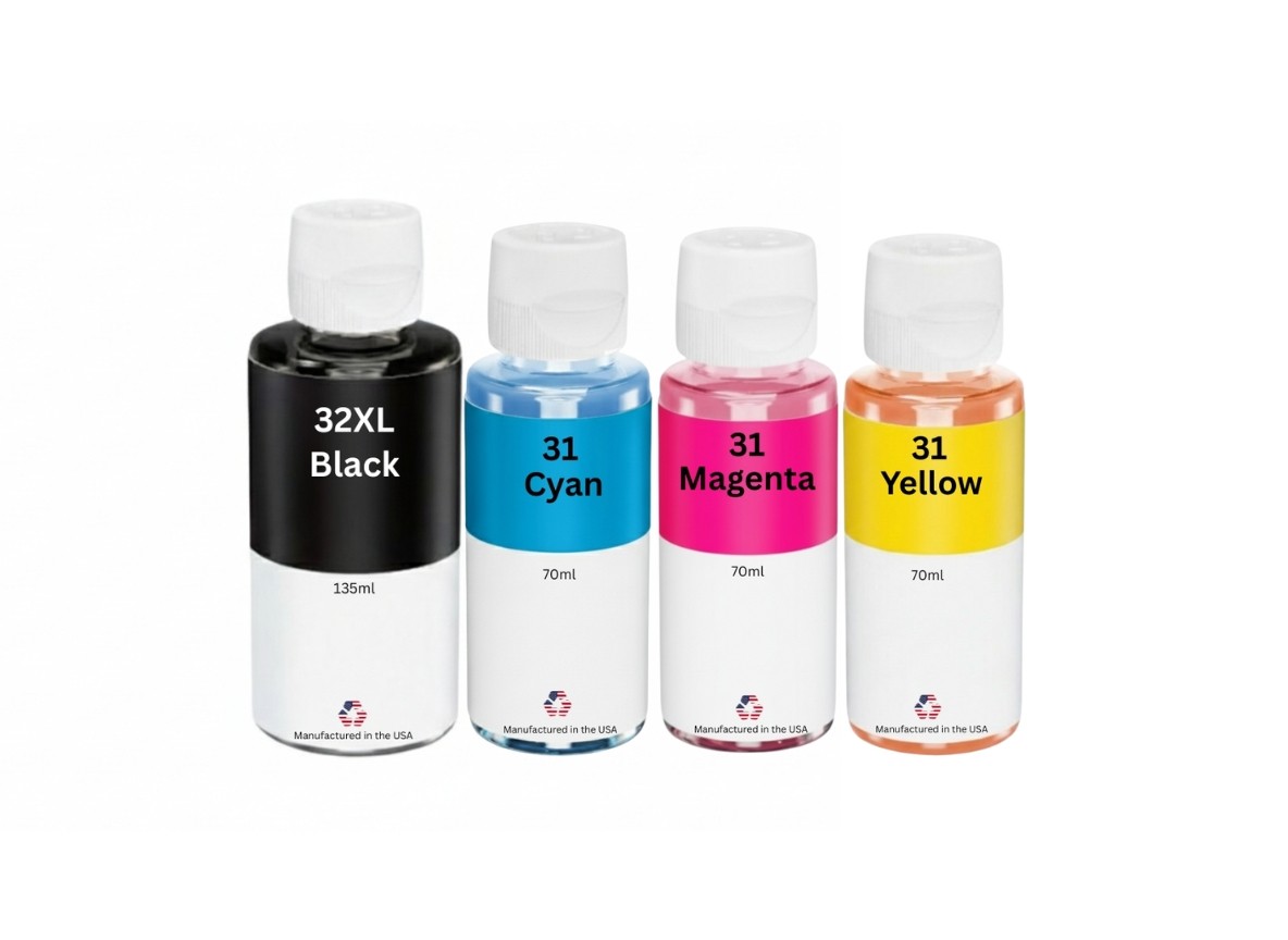 Compatible Ink Bottle For HP 32XL Black 135ml HP 31 Tri-Color 70ml-USA