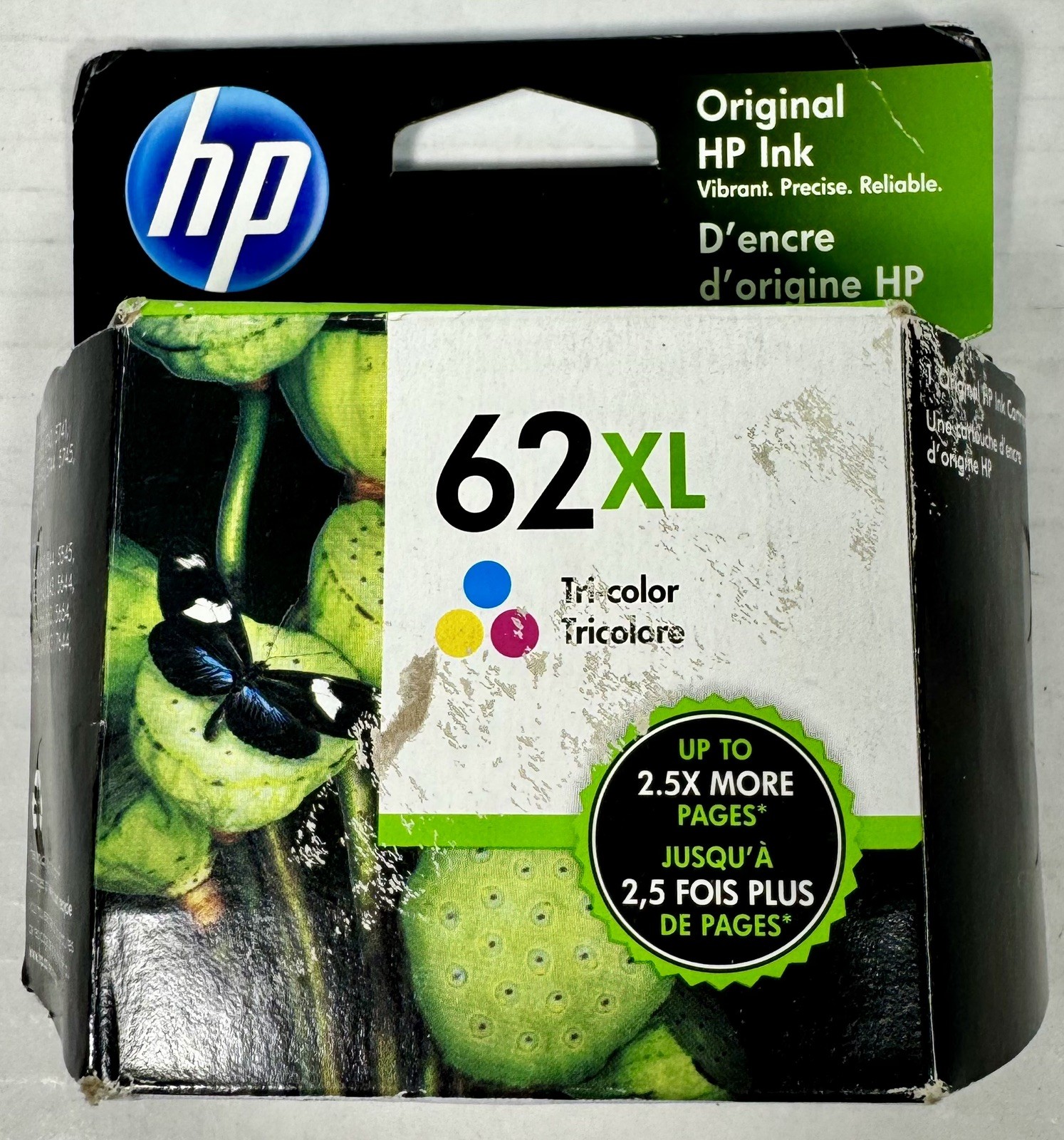 Genuine OEM HP 62XL Tricolor Ink Cartridge C2P07AN NEW Sealed Exp 3/2020