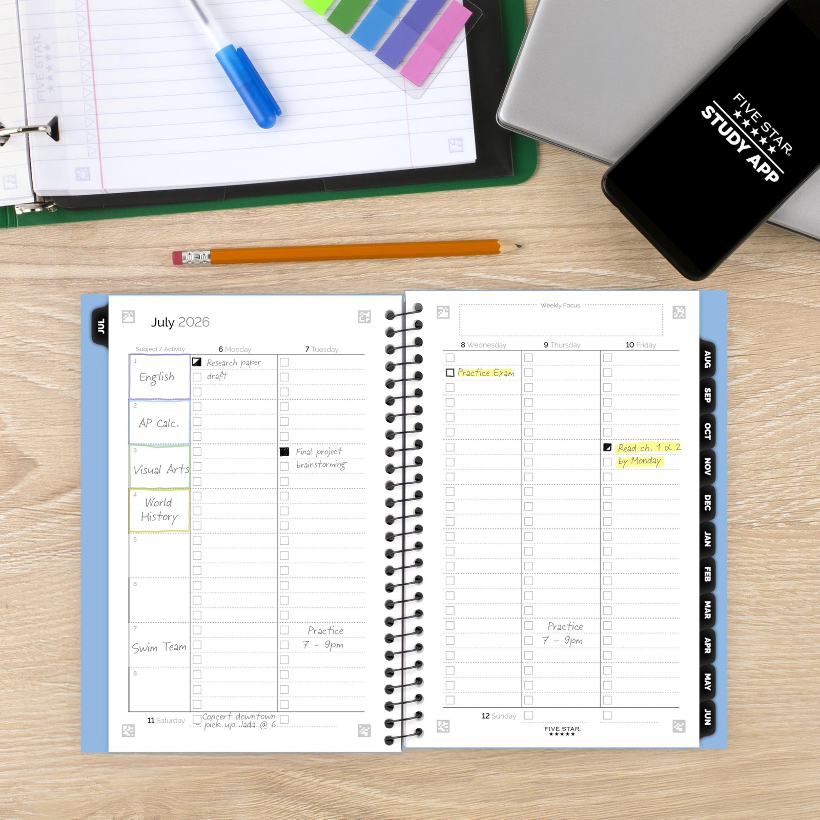Five Star Planner 2026-2027 Weekly Monthly 5.5 x 8.5 Blue CAW45938 CAW45920 5-1