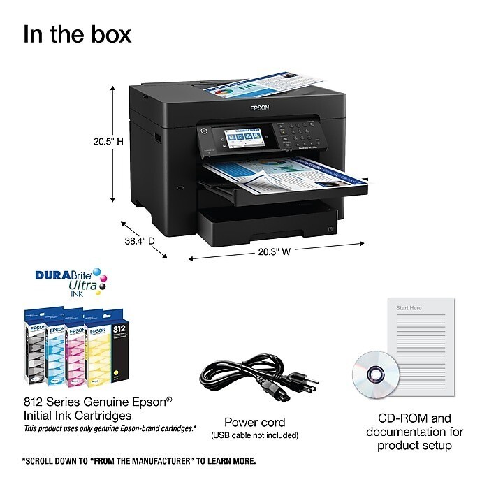 BRAND NEW – EPSON WF-7480 WIDE FORMAT COLOR PRINTER SCANNER COPIER UP TO 13 X 19