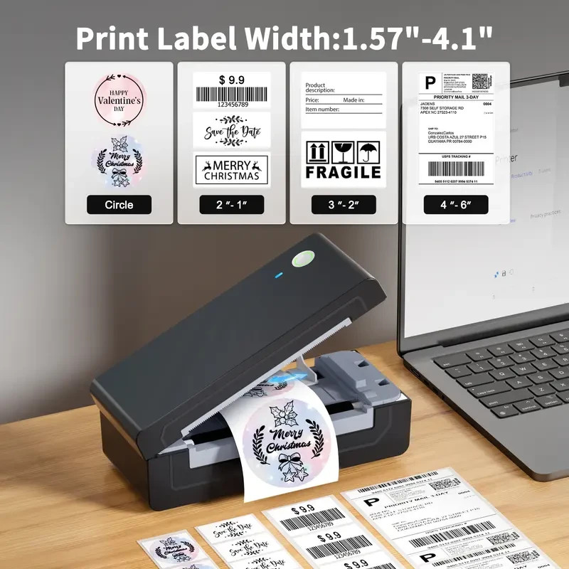 JADENS Shipping Label Printer, Bluetooth Wireless Thermal Label Printer