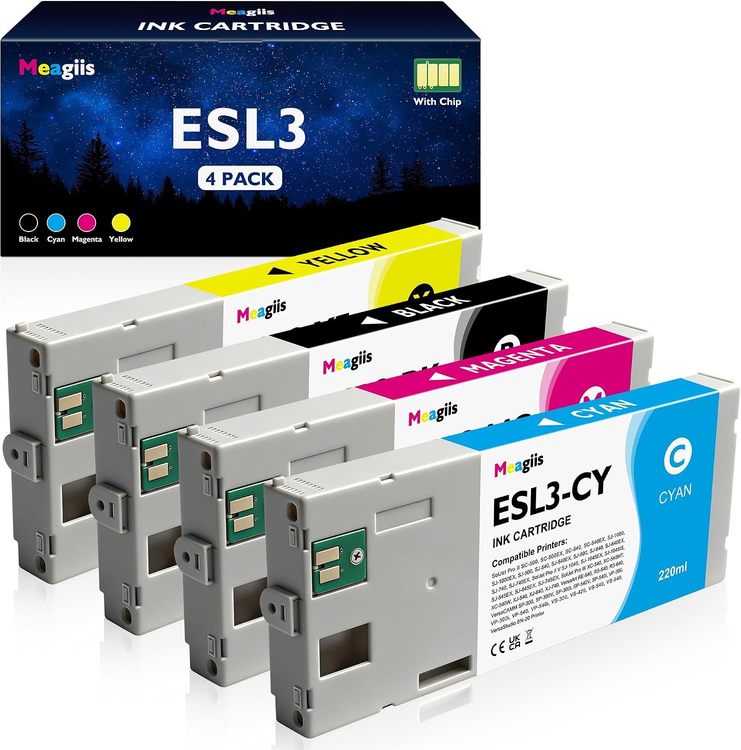 ESL3 ECO-SOL MAX Ink Cartridge for Roland ESL3-BK, ESL3-CY, ESL3-MG, ESL3-YE