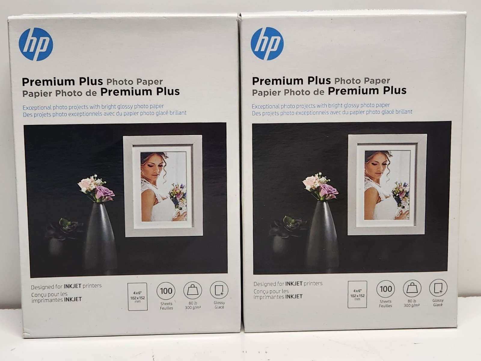 HP Premium Plus Glossy Inkjet Photo Paper 4×6″ 100 Sheets CR668A Qty 2