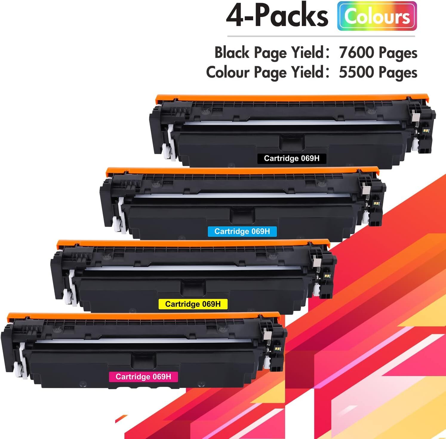 069H 069 Toner Cartridge 4-Pack Compatible with Canon imageCLASS MF753Cdw MF751