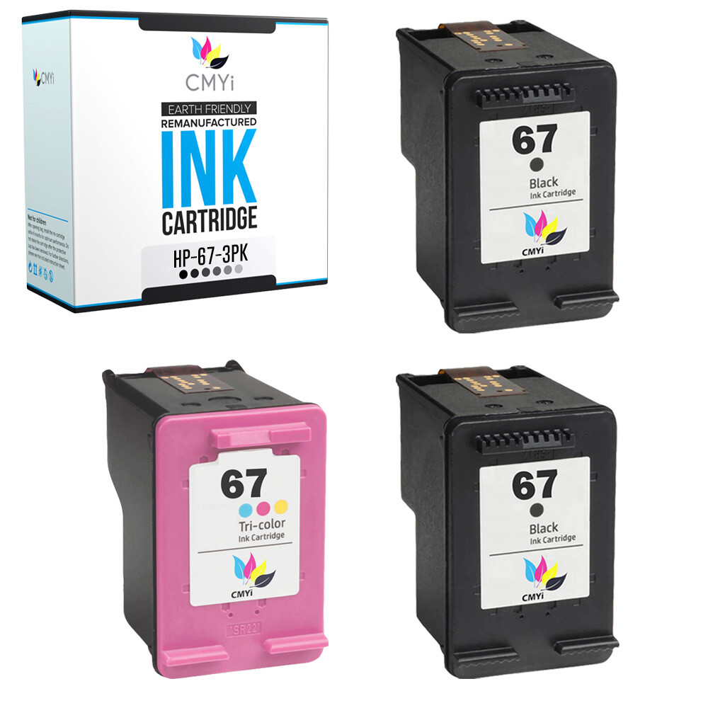 Compatible HP 67 Combo Pack Ink Cartridges 3PK for HP DeskJet 4155e, 2755e, 2700