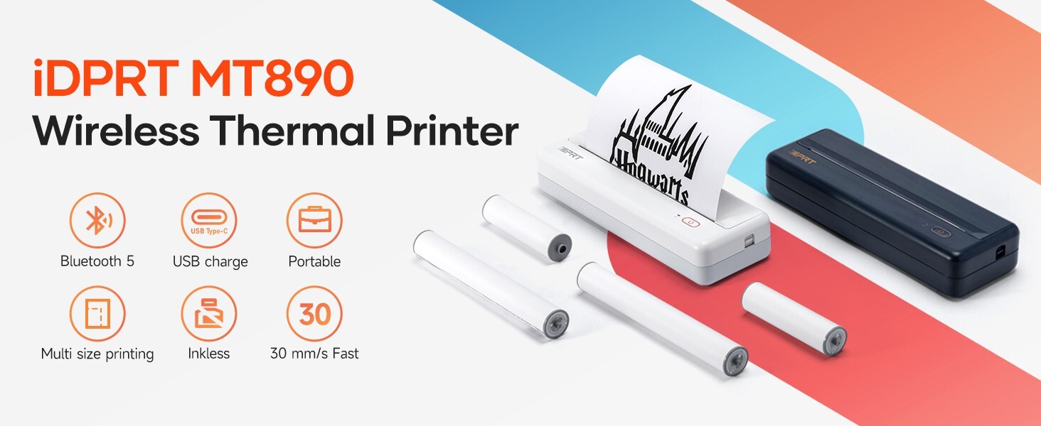iDPRT Portable Printer Wireless Thermal Printer for Travel. Letter Legal, A4, A5
