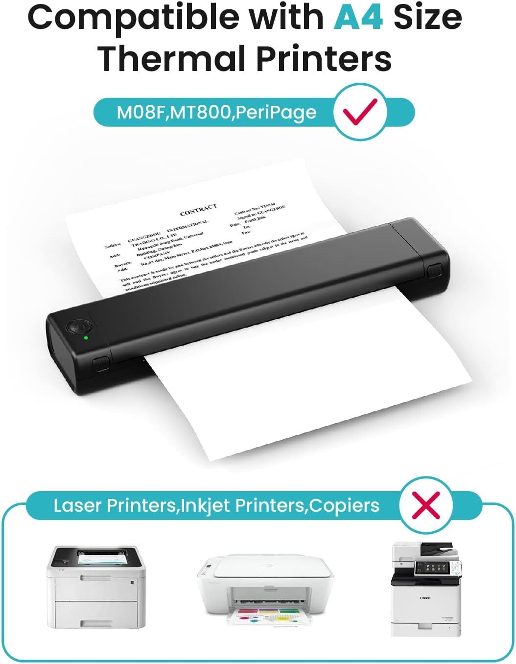 200PCS Thermal Paper A4 Foldable Portable Printer Paper For Phomemo M08F MT800