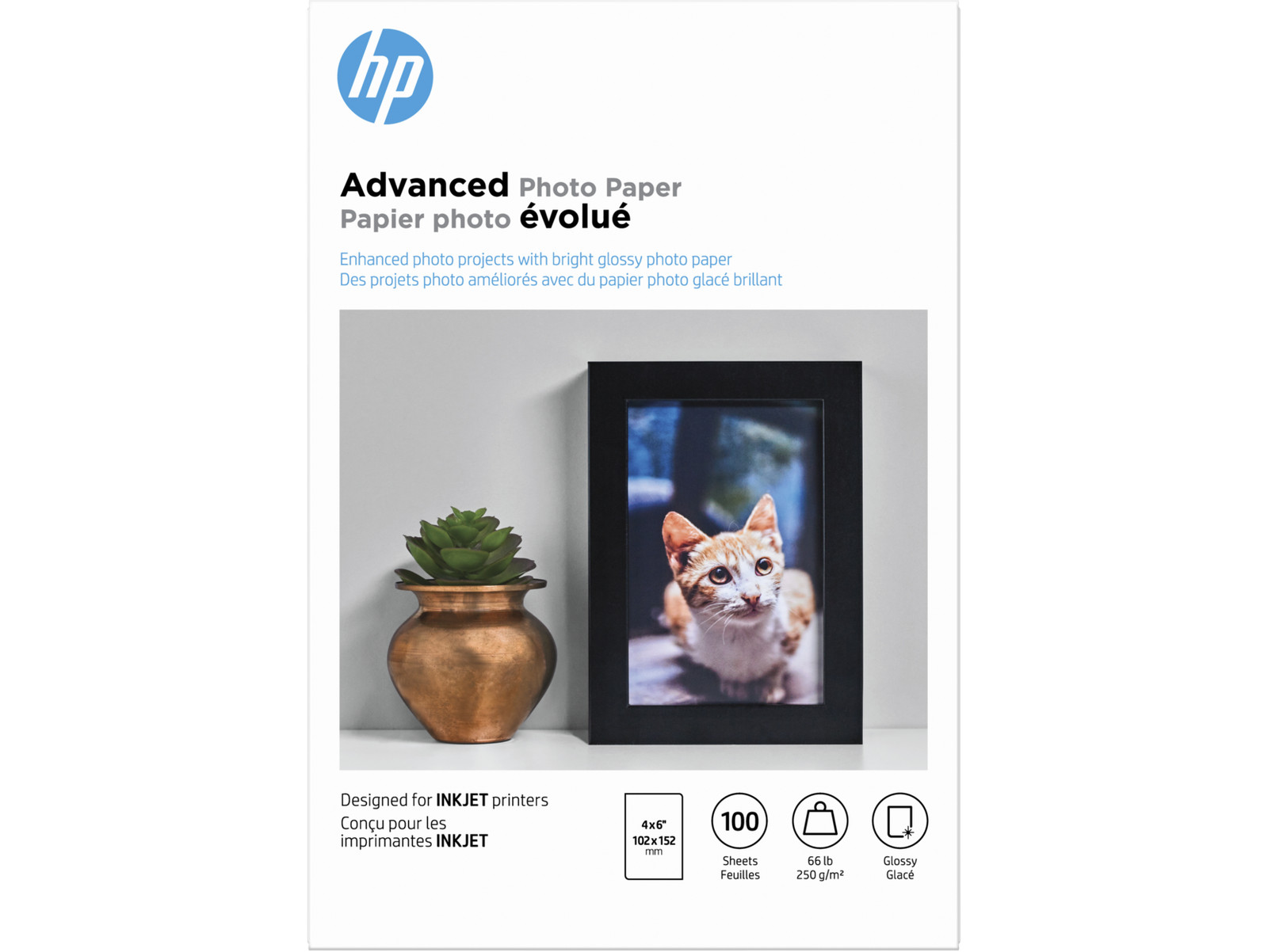 HP Advanced Glossy Photo Paper |100 Sheets | 4 x 6 in borderless | Q6638A