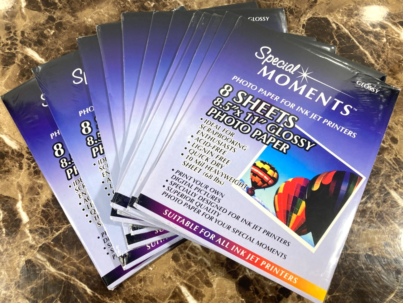 96 Sheets Special Moments Photo Paper 8.5 x 11 For Ink Jet Printers Glossy NEW