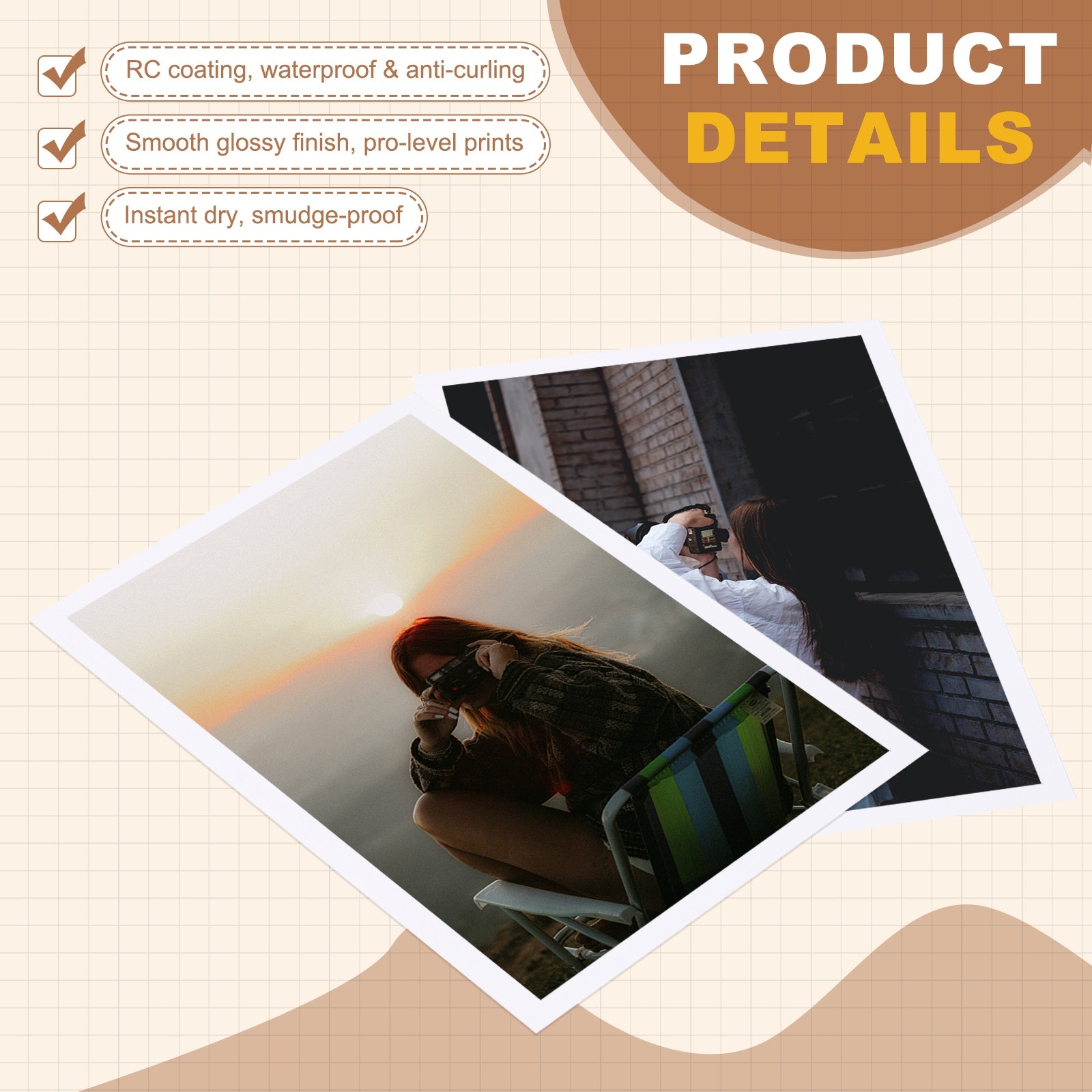 3.5×5″ RC Glossy Photo Paper, 50 Sheets Inkjet Photo Paper 260GSM Resin Coated