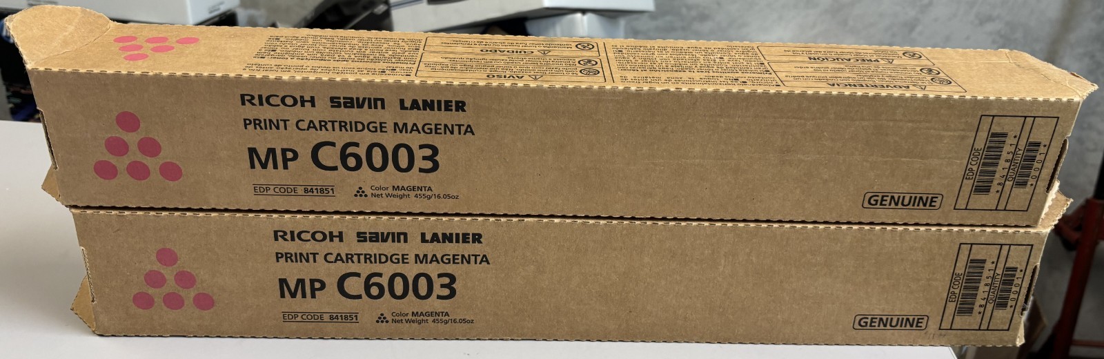 2 Ricoh Genuine MP C6003 841851 Magenta Toner Print Cartridge Original OEM C5503