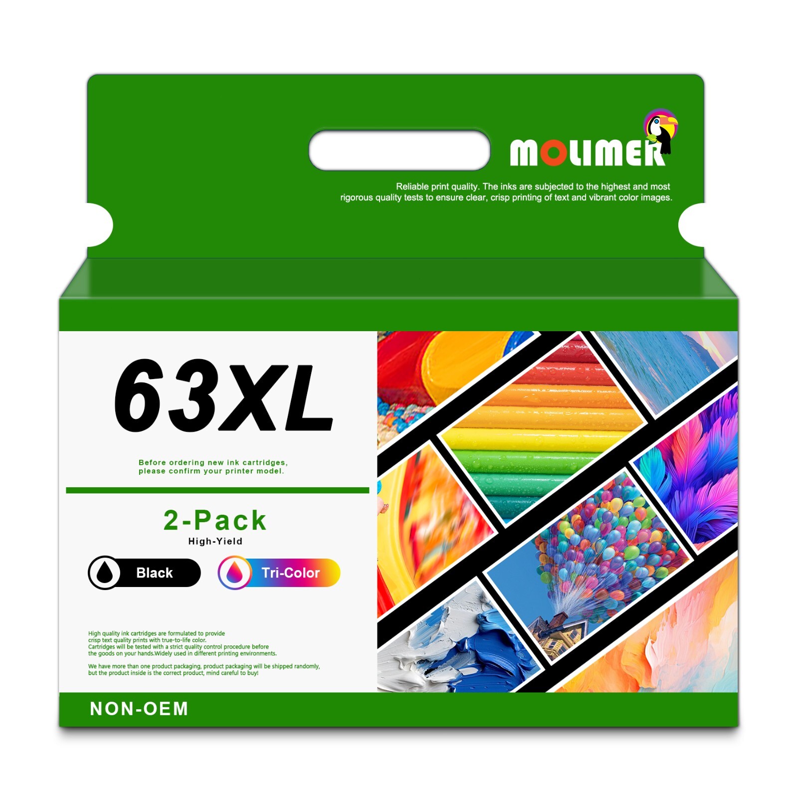 63 XL 63 Ink Cartridge 2 Pack Replacement for HP 63 Ink 3830 5255 Black&Color