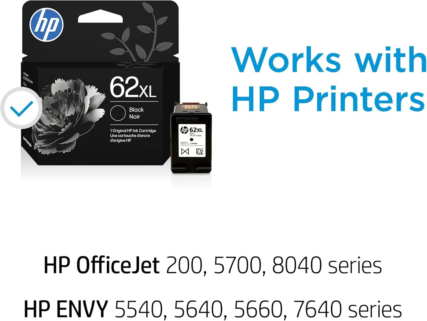 Genuine HP 62XL Black Ink Cartridge ~600 pages C2P05AN Original Exp – 12/27