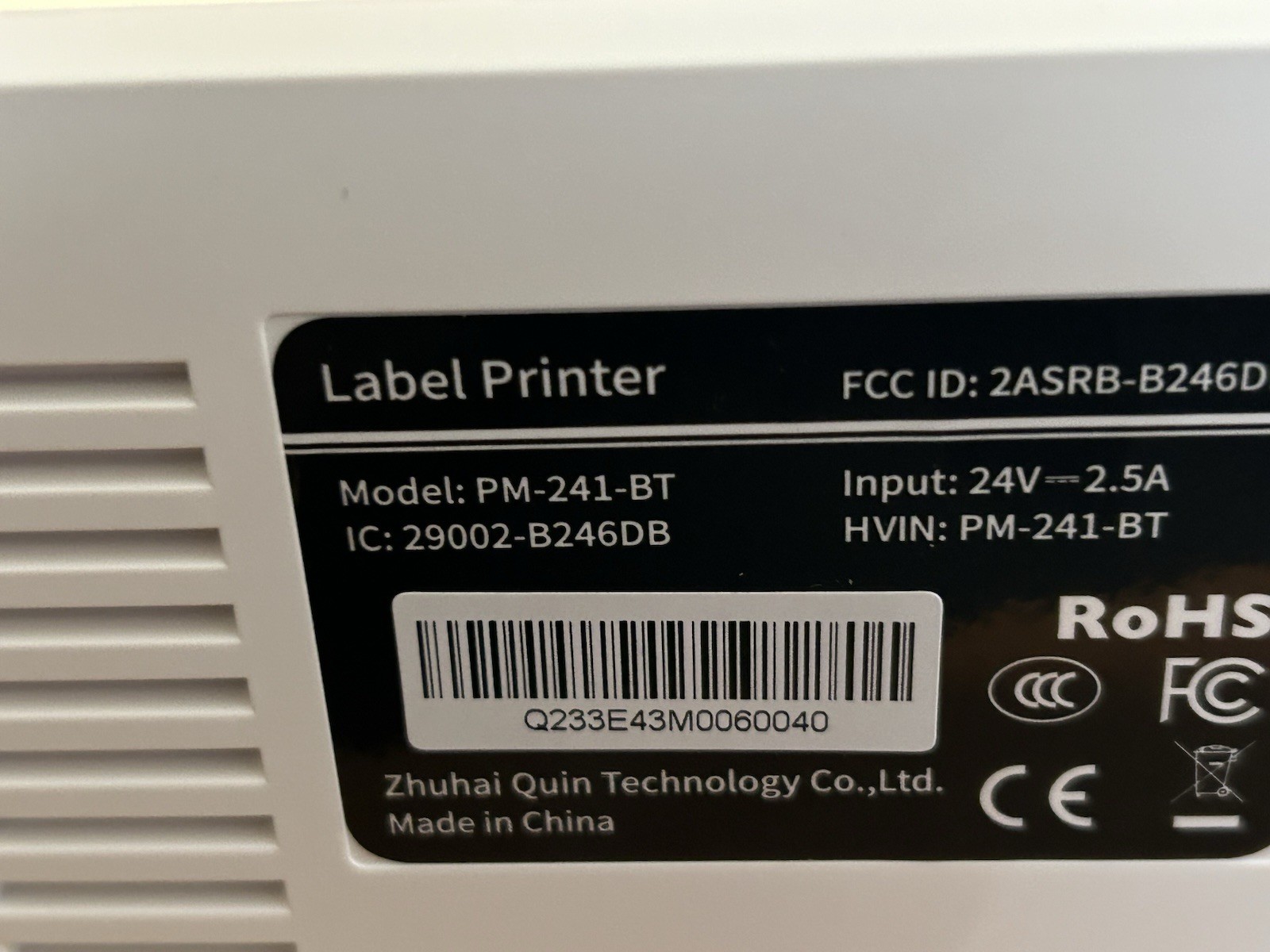 Thermal Label Printer Model PM-241-BT 6.25 x 4.25 Labels New