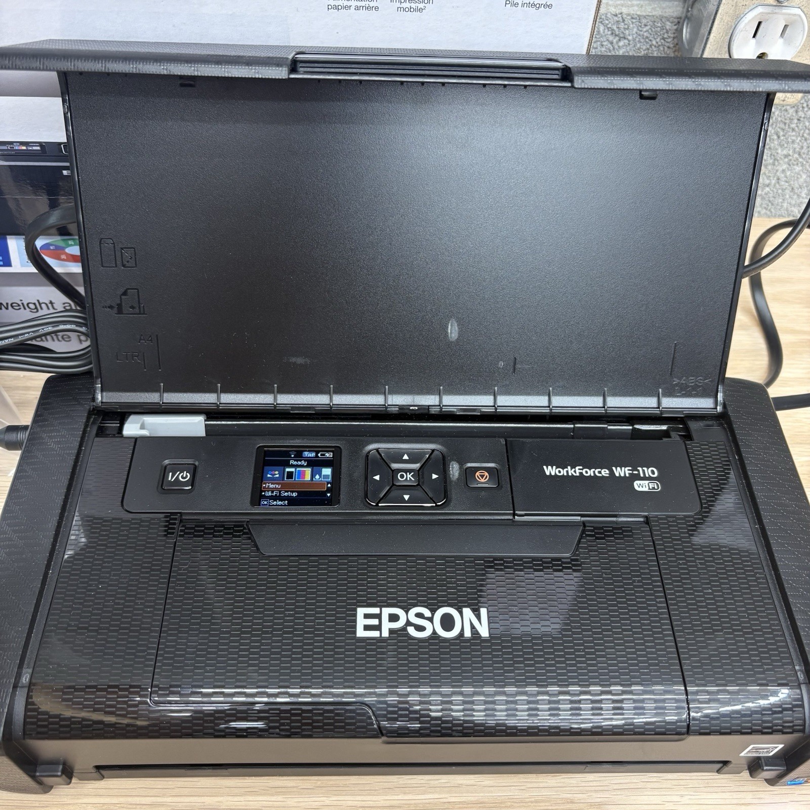 Epson WorkForce WF-110 Inkjet Mobile Printer Rechargeable Portable EUC