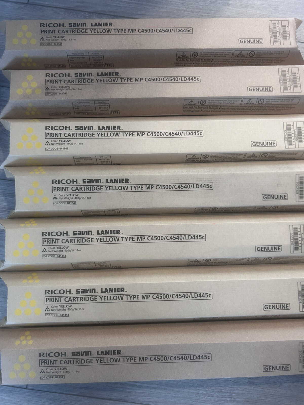 Quantity Of (11) Ricoh Toner MP C4500 C4540 LD445c 7) Yellow (3) Black (1) Cyan