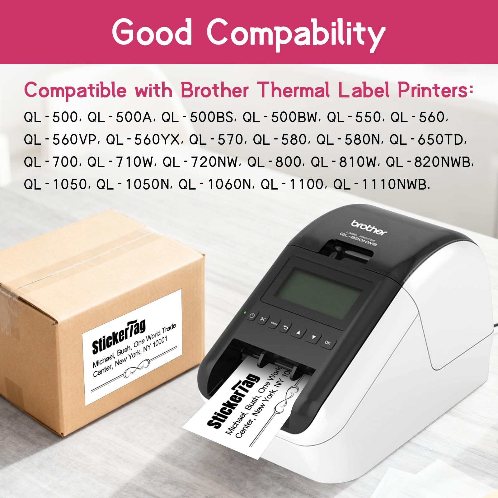 12 Rolls Compatible with Brother DK-2205 (2.4 in x 100 ft) Continuous Paper L…