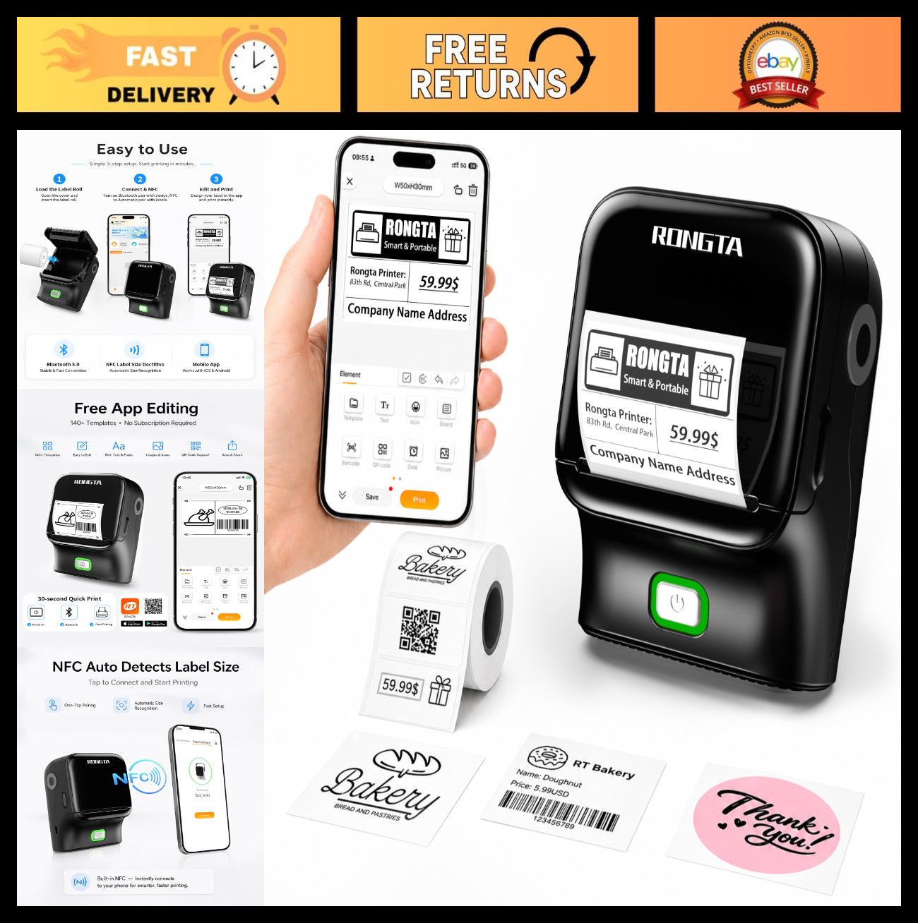 Bluetooth Thermal Label Maker – Easy-to-Use Printer for Home, Office, Small Busi