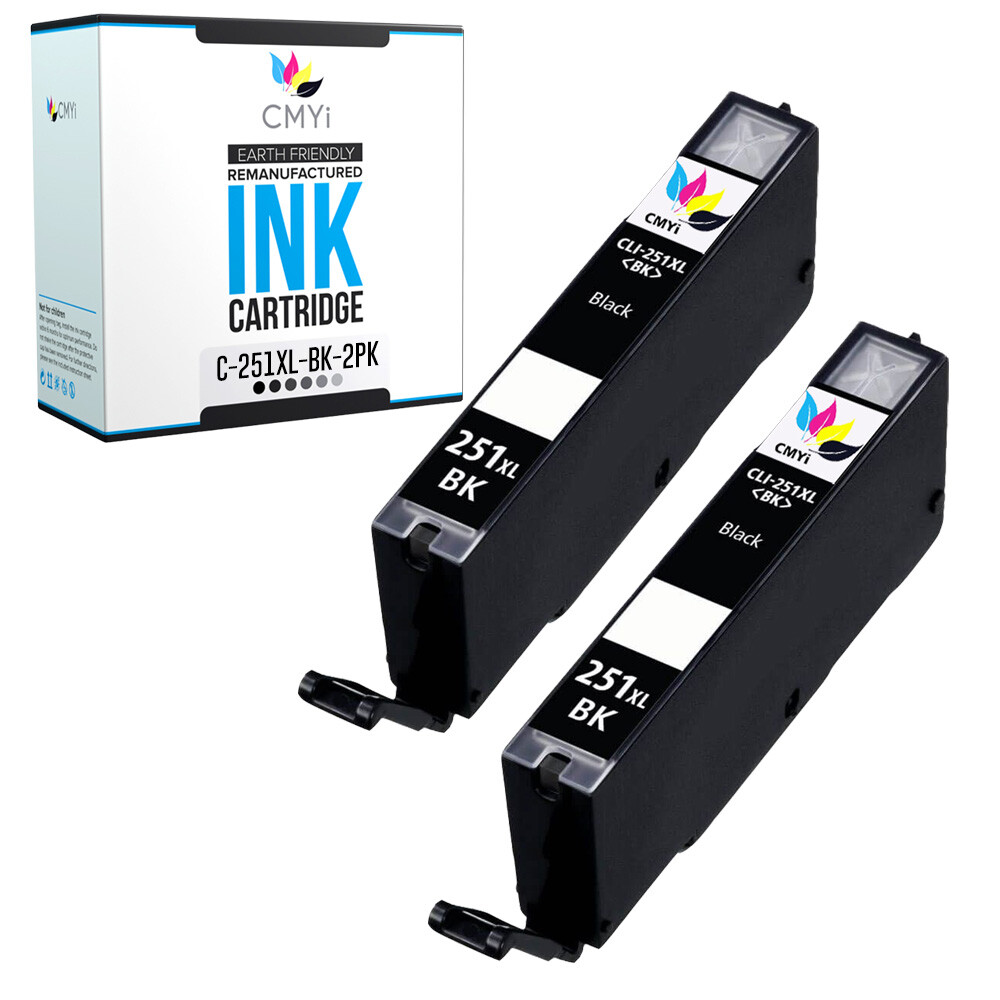 2PK CLI-251XL Black Ink Cartridges for Canon PIXMA MX922 iP7220 iP8720 iX6820