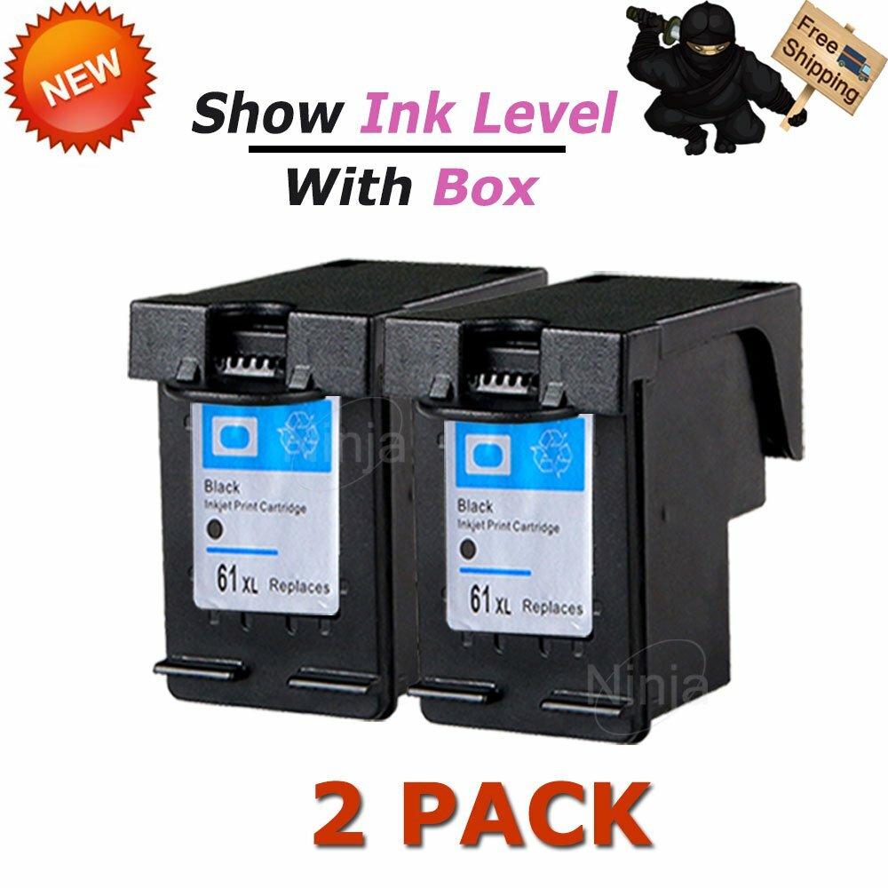 2 Pack 61XL 61 XL Black Ink For HP ENVY 4500 4504 4505 5530 5535 5539 DeskJet