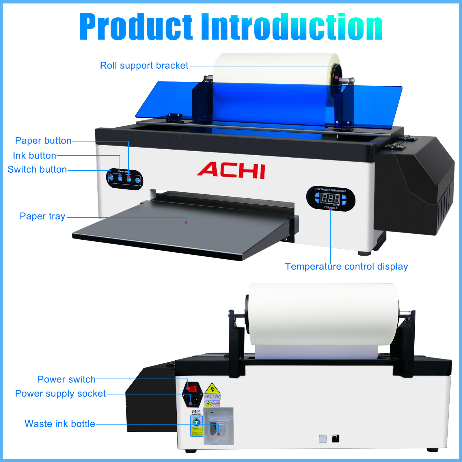 ACHI A3 DTF Printer Roll Design Epson R1390 Nozzle Direct to Film For T-shirt