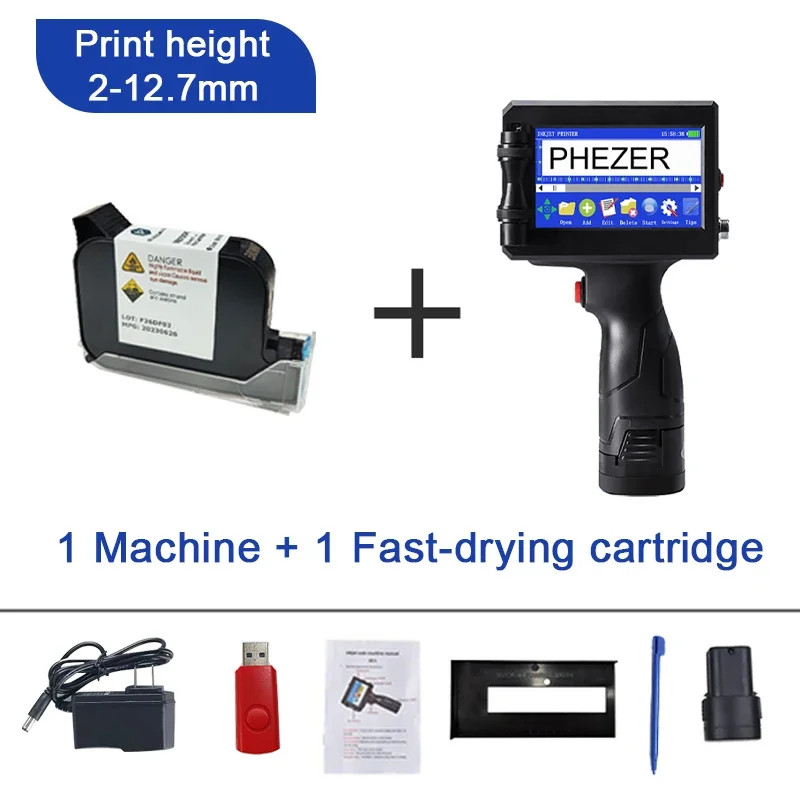 For Hp 12.7mm Label Printer Batch Code Date Number QR Bar Logo Expiry P15 Hand