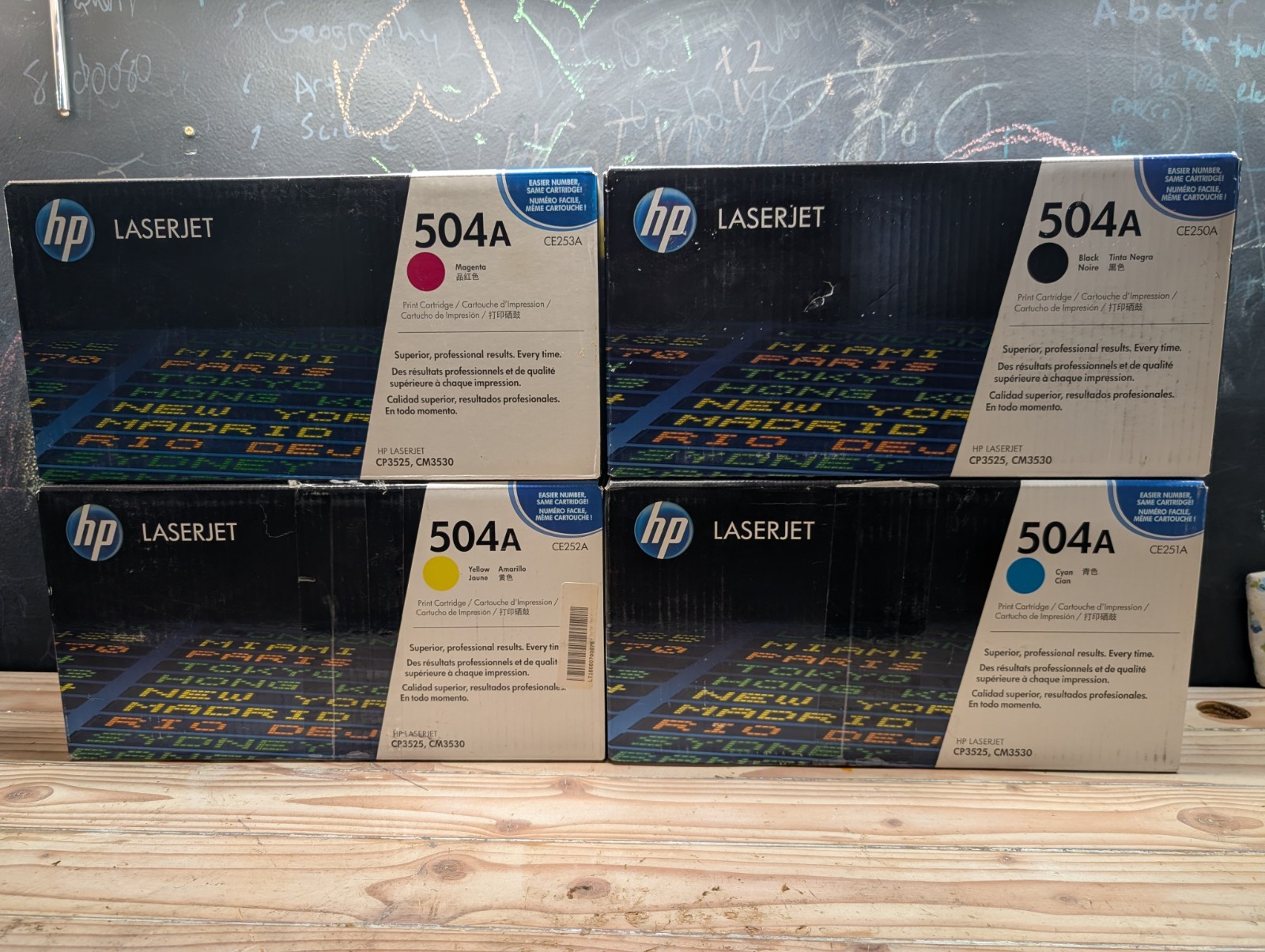 Full Set Of 4 HP 504A Toner Cartridges LaserJet (Black, Yellow, Cyan, Magenta)