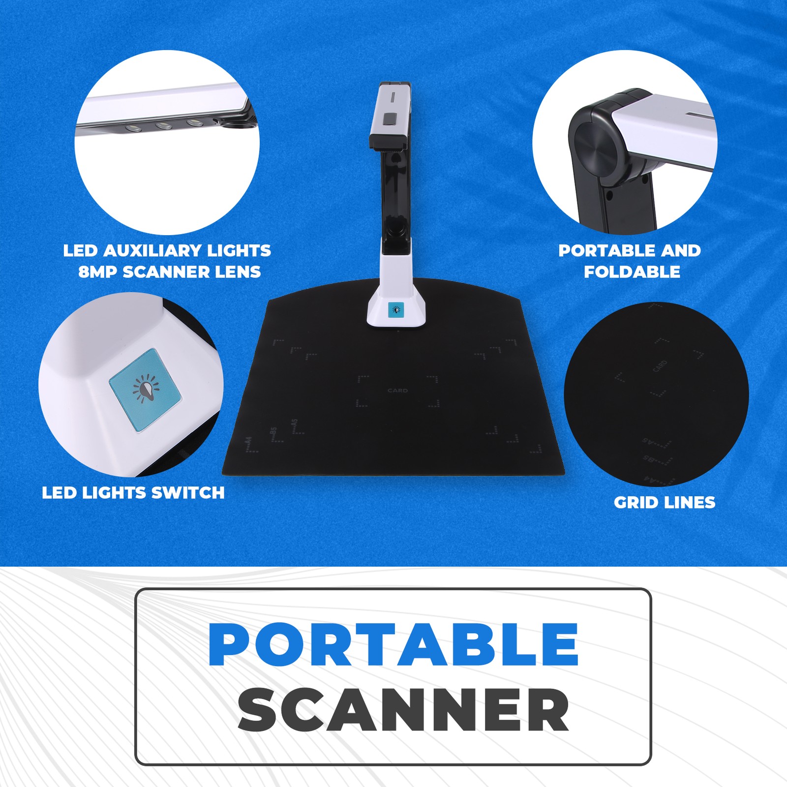 Document Camera for Teachers, Portable USB Document Camera Scanner with7425