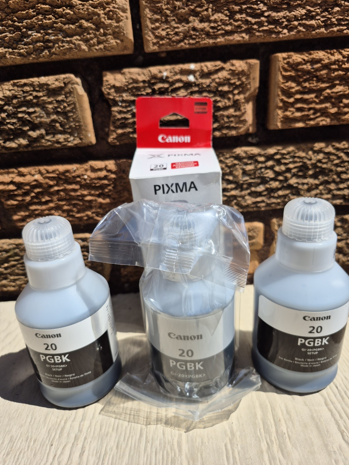 SET of 3 Canon GI-20 PGBK Ink Bottle For PIXMA G6020 & G5020 MegaTank Printers