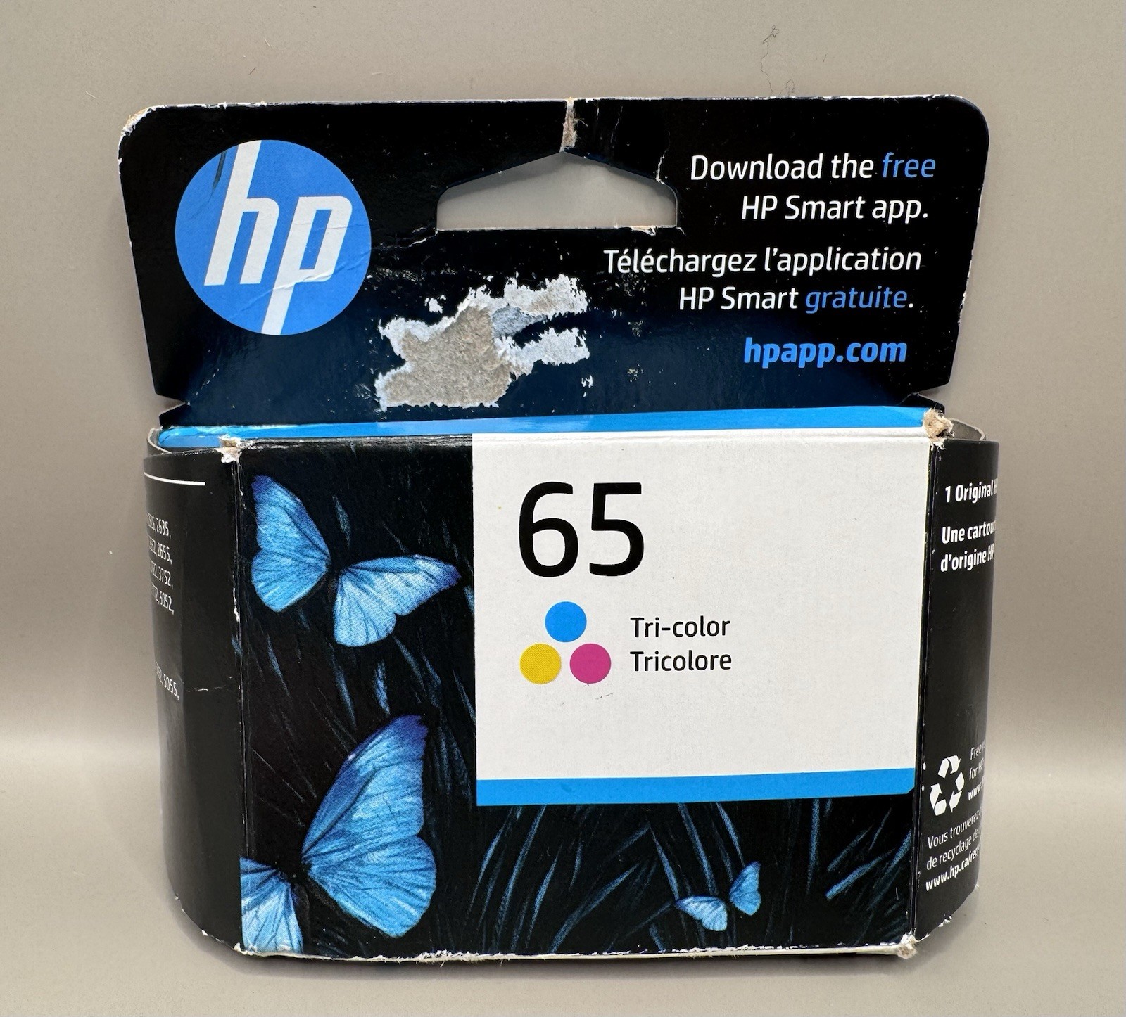 Genuine HP 65 Ink Cartridge -Tri-Color- 8/2026 Brand New Sealed