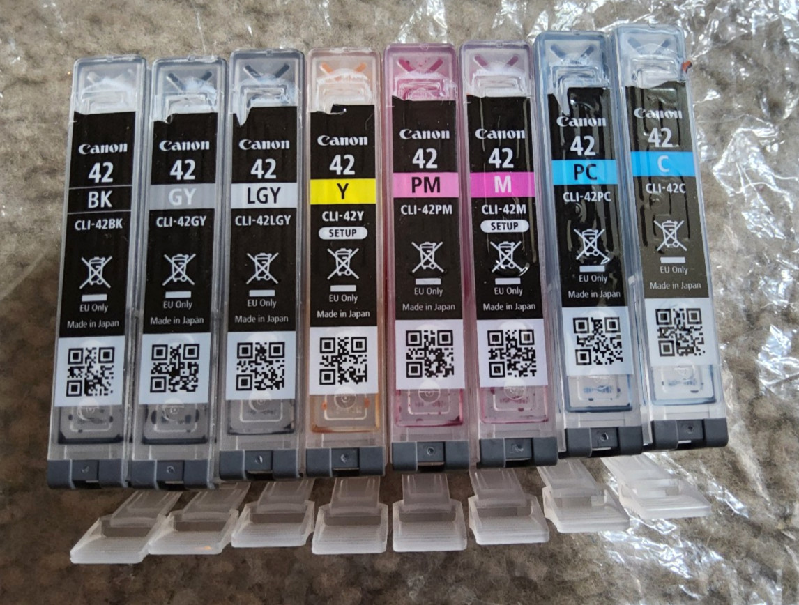 Genuine Canon CLI-42 Virgin Empty Ink Cartridges Set of 8 Only Used Once PRO 100