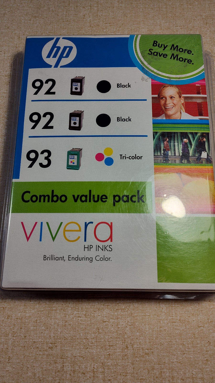 Genuine HP combo 3-cartridge ink pack (black #92 x2 / color #93 x1) NEW