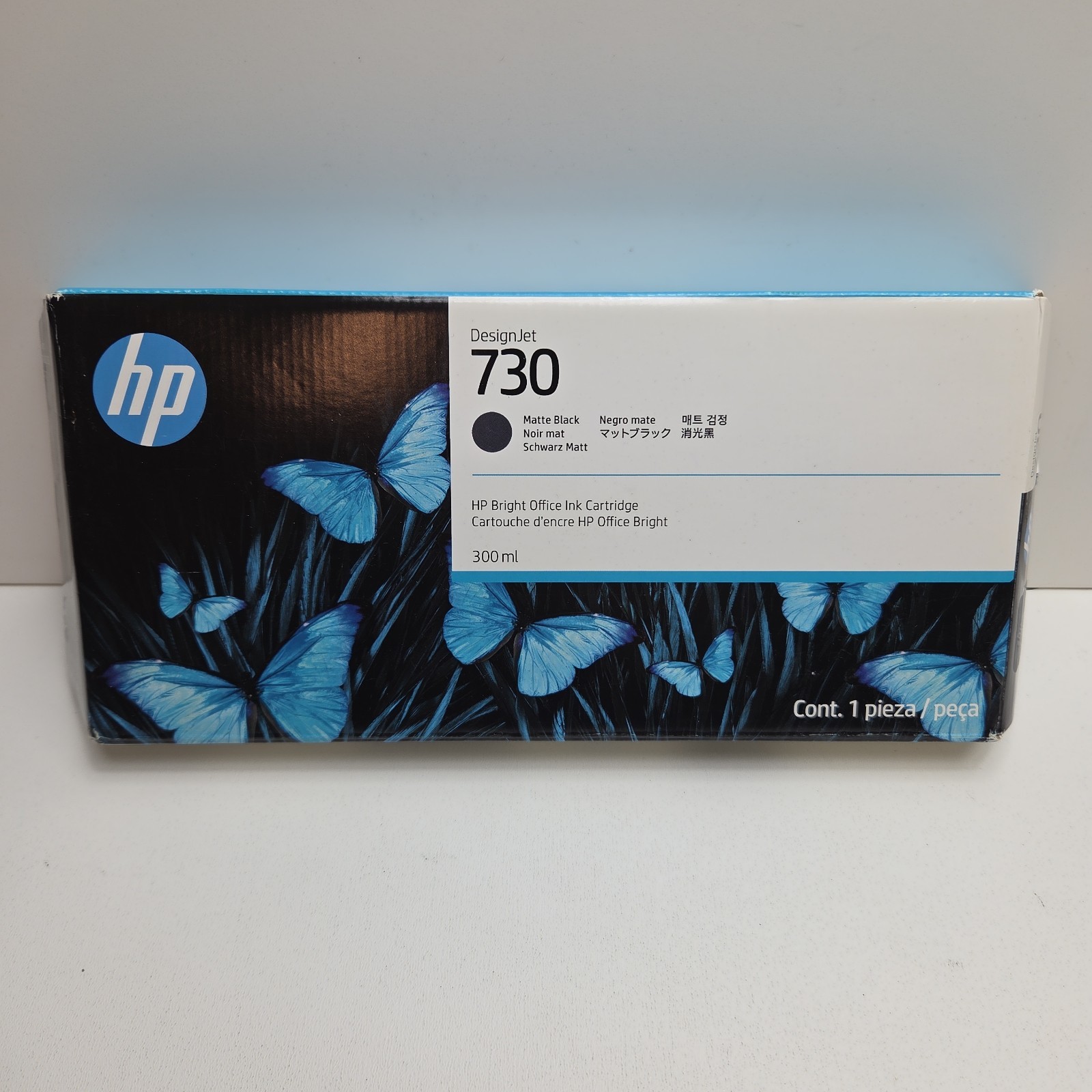 NEW GENUINE – HP 730 MATTE BLACK INK 300ml DesignJet P2V71A – Sealed Box 01/2028