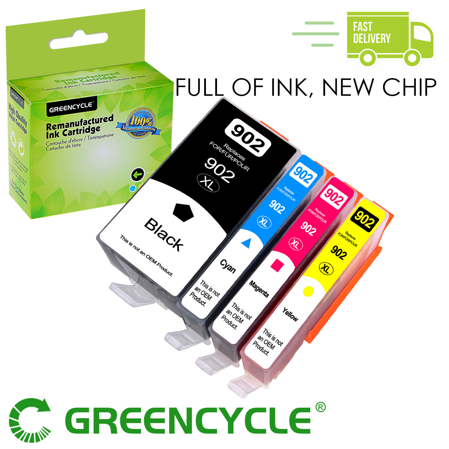 1SET H902XL Color Ink Cartridge For HP OfficeJet 6962 6975 6979 Pro 6958 6960