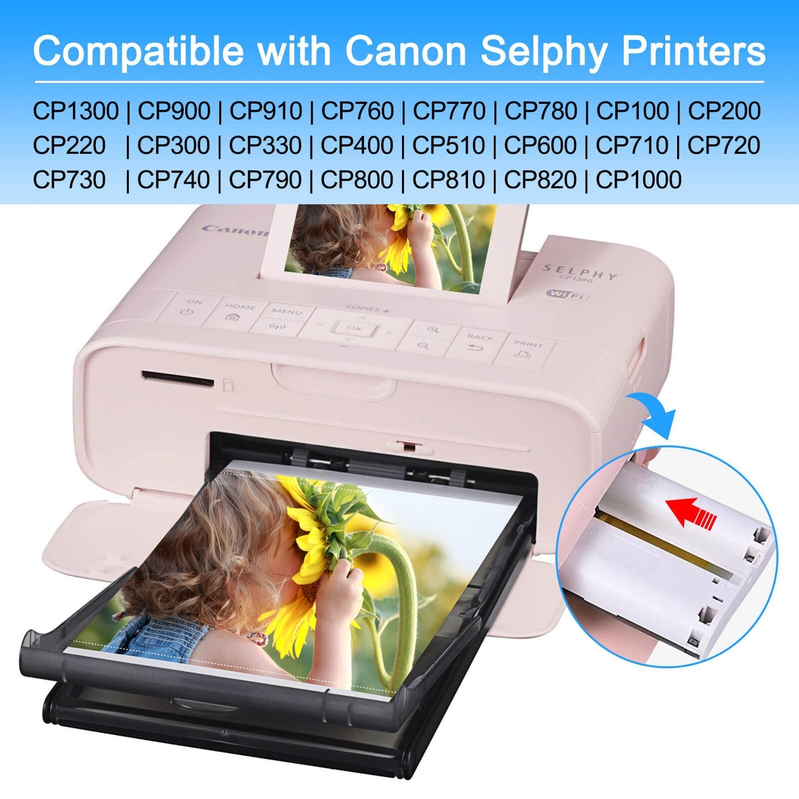 Compatible for Canon Selphy CP1500 CP1300 Ink and Paper Set KP-108IN KP108 3 …