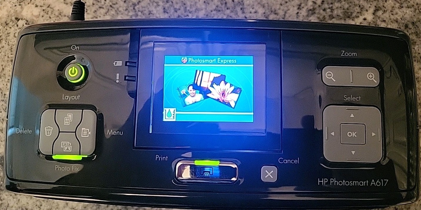 HP Photosmart A617 Compact Photo Printer 5X7 Missing Cable Tested Free Shipping