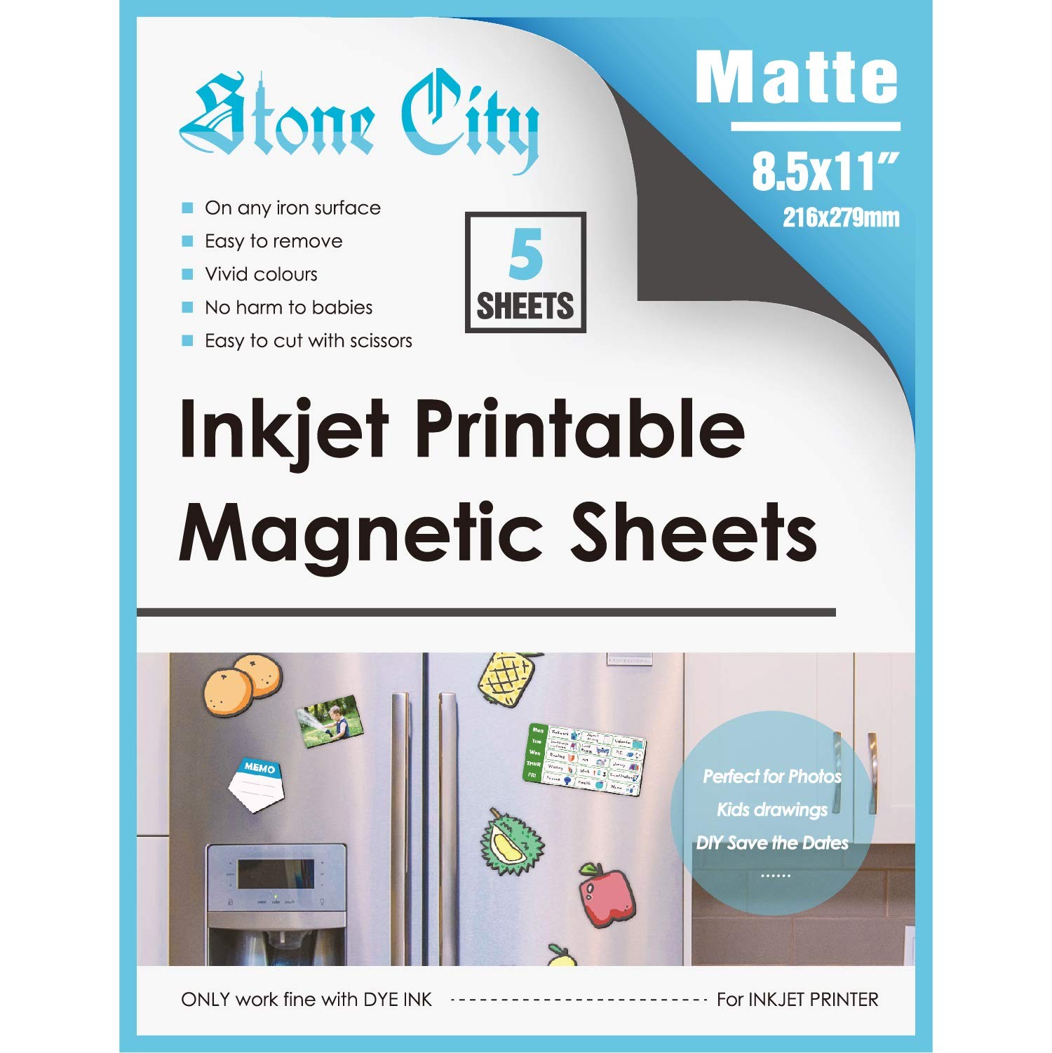 Printable Magnetic Sheets 8.5×11 Inch, 5 Sheets Matte Magnet Paper Sheet for …