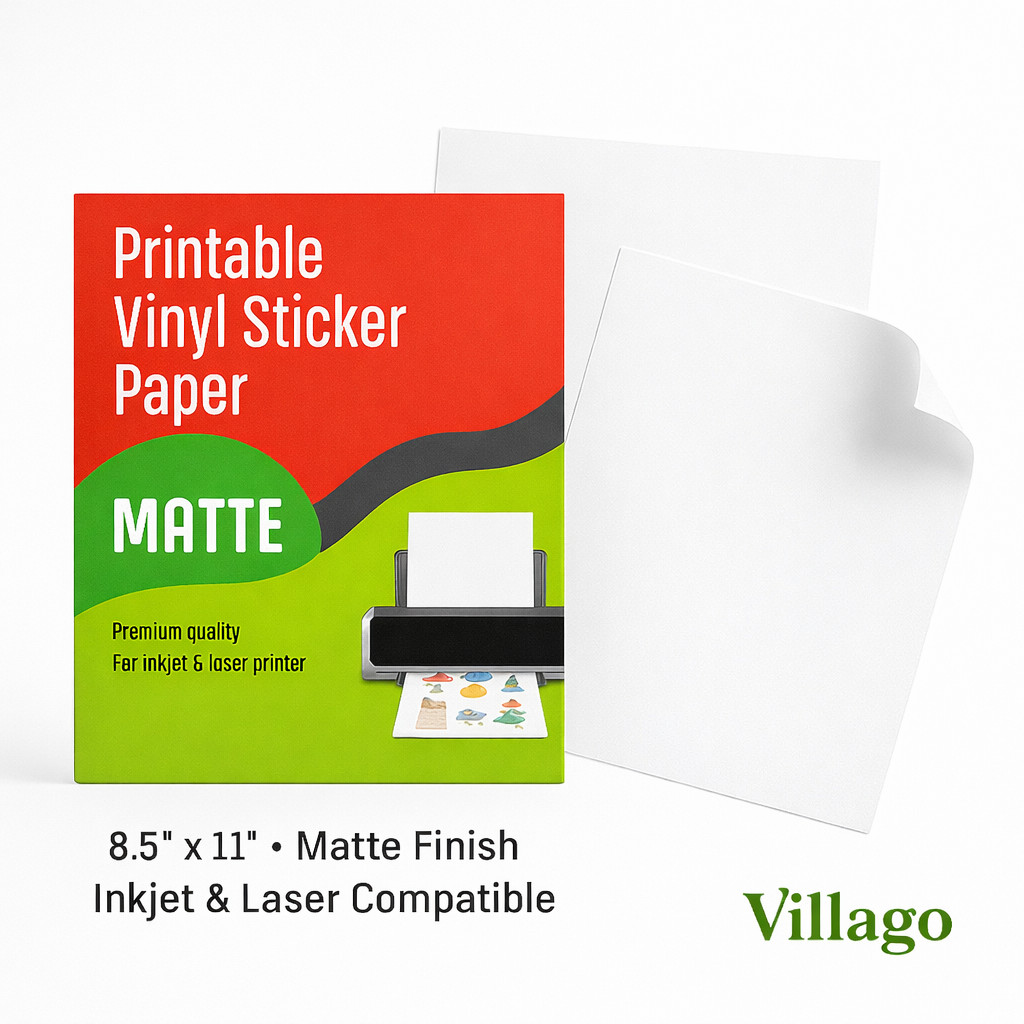 500 Sheets Matte Printable Vinyl Sticker Paper 8.5×11 Inkjet Laser Bulk Pack