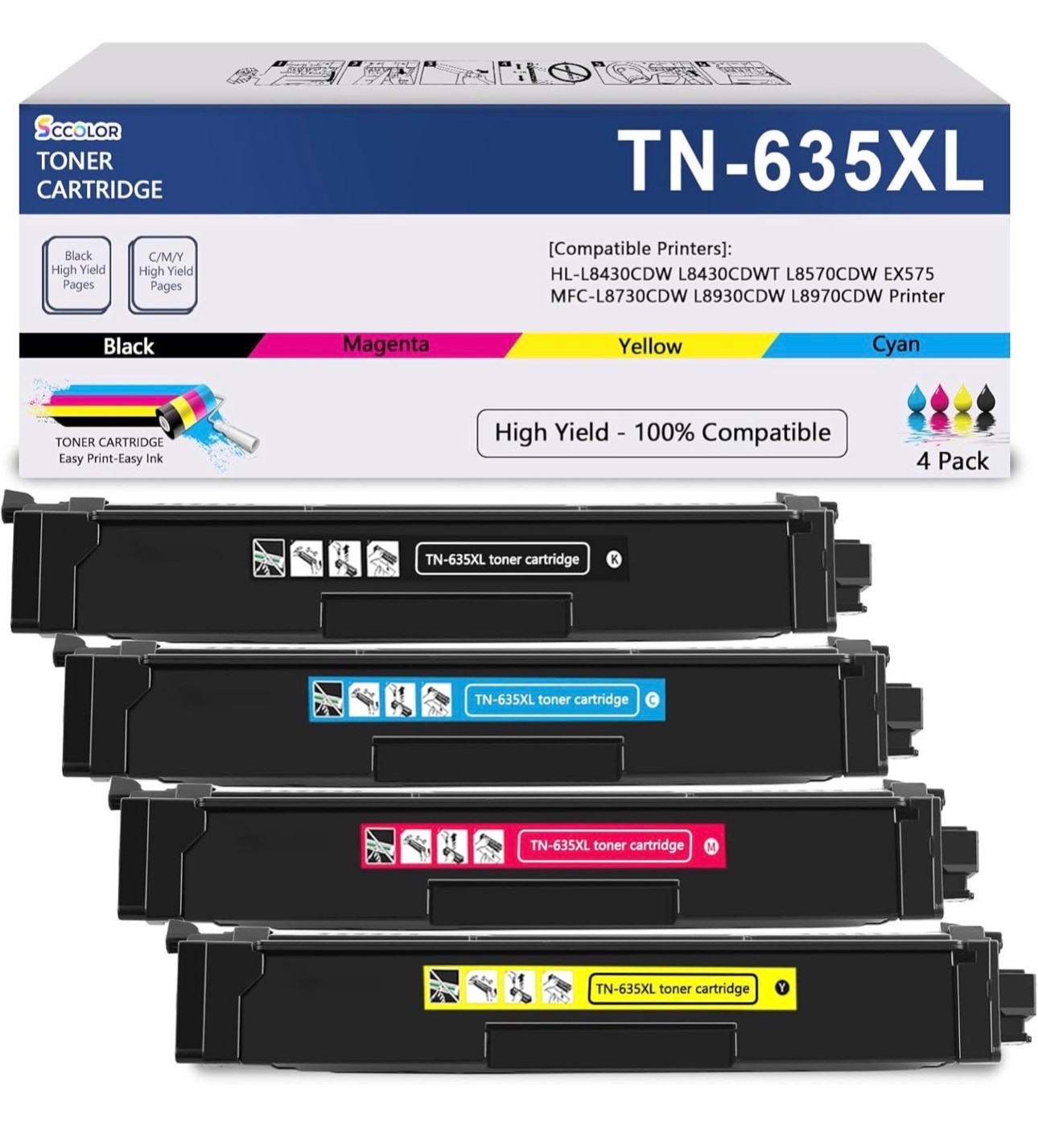 TN635XL High Yield Laser Toner Cartridge HL-L8430CDW L8570CDW L8930CDW
