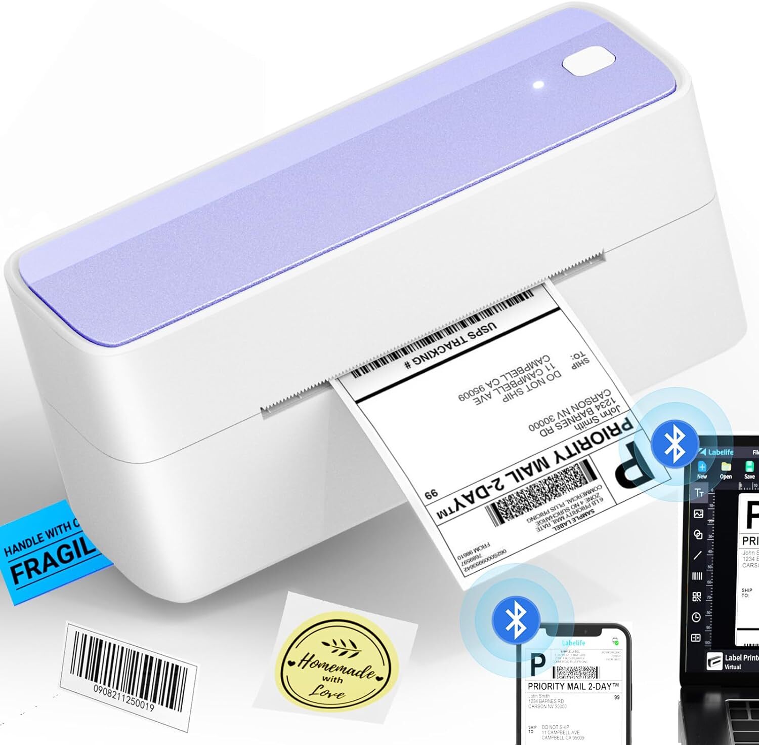 Phomemo Wireless Bluetooth Thermal Shipping Label Printer 4×6 For Small Business